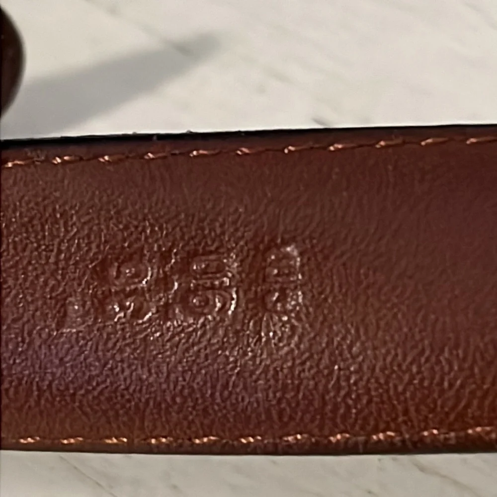 Vintage Coach leather belt glove tanned leather black brass buckle 36”